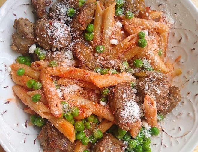 pasta with sausage and peas