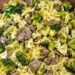 sausage, broccoli, and pasta in pan