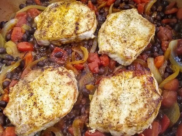 Southwestern Pork Chops with black beans