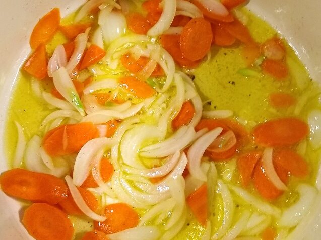 add in the onions and carrots