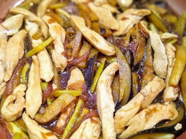 chicken stir fry with eggplant