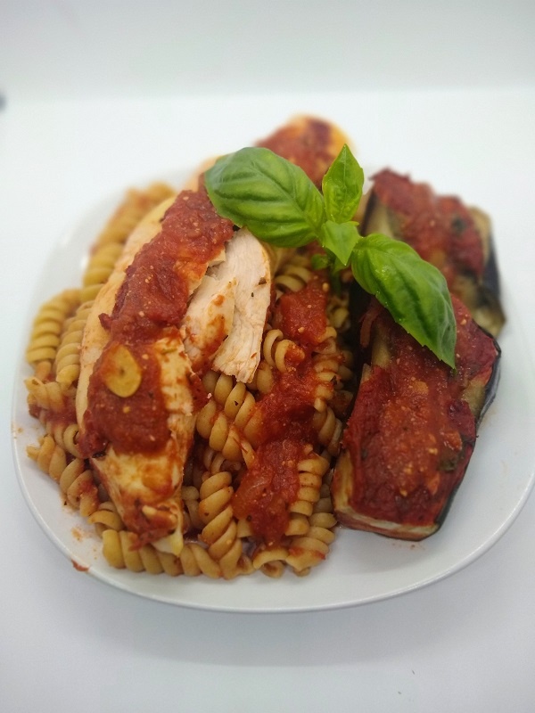 Chicken and Rotini with Eggplant small plate1 chicken and rotini with eggplant | Chicken and Rotini with Eggplant: A 60 Minute Recipe