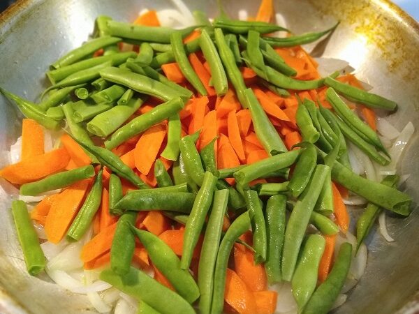 add green beans and carrots