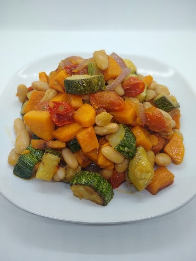 Zucchini with Sweet Potatoes and Beans