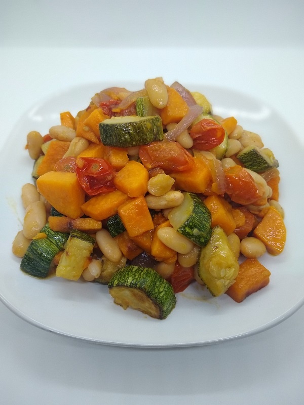 zucchini with beans and sweet potatoes