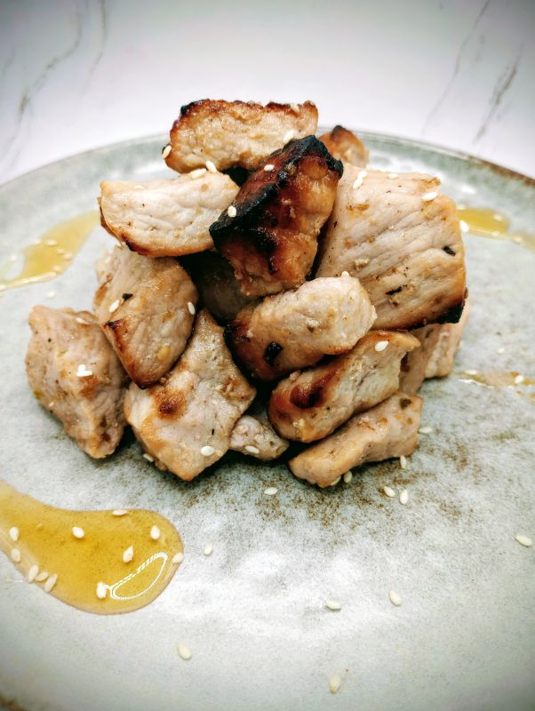 Air Fryer Pork Chop Bites Plate