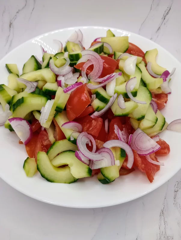 Cucumber and Tomato Salad Sliced
