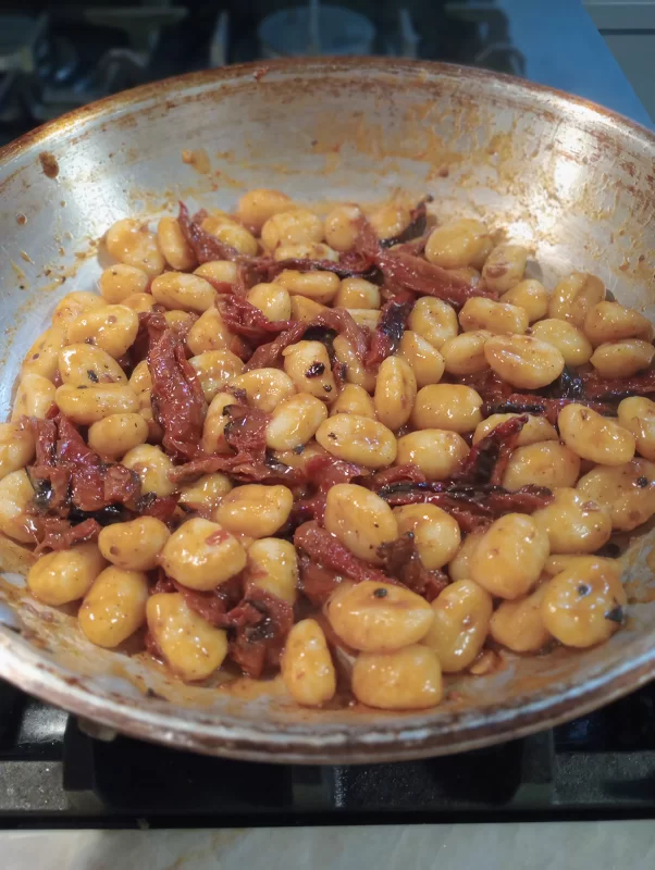 Gnocchi with Sun Dried Tomatoes Finished For Dinner