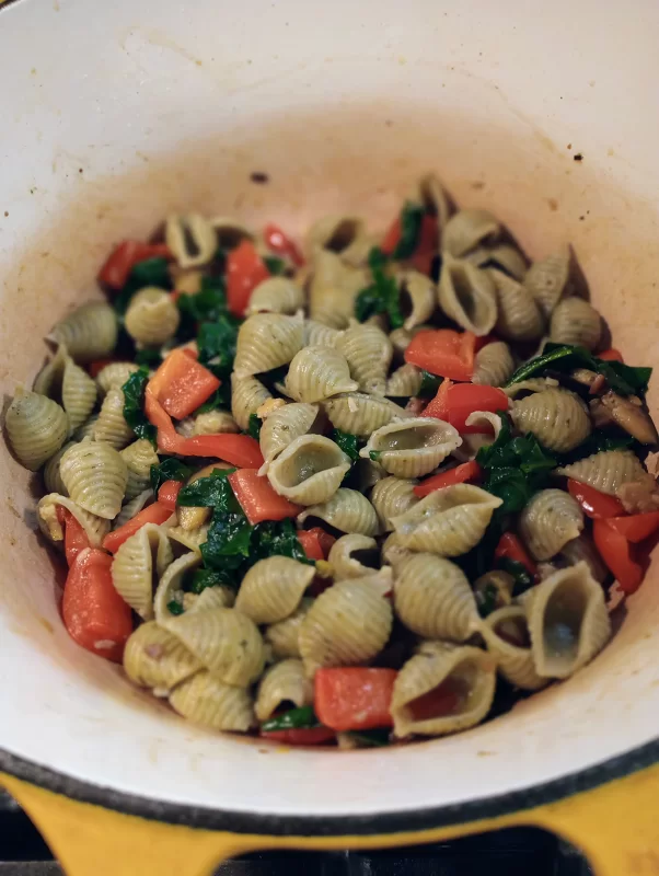 Pasta with Peppers and Spinach Finished