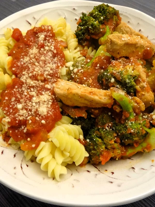 Pork Bites with Broccoli and Red Sauce: Feature Image