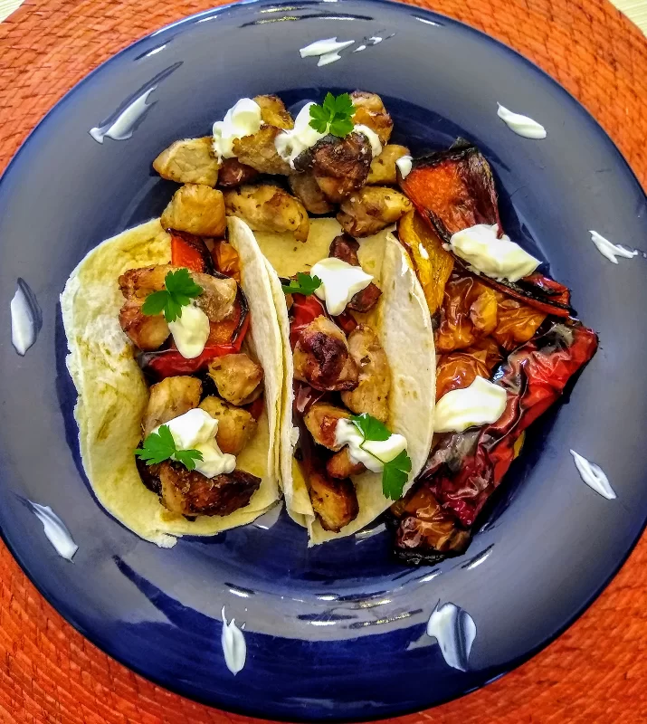 Pork Taco Recipe With Roasted Peppers Overhead Shot